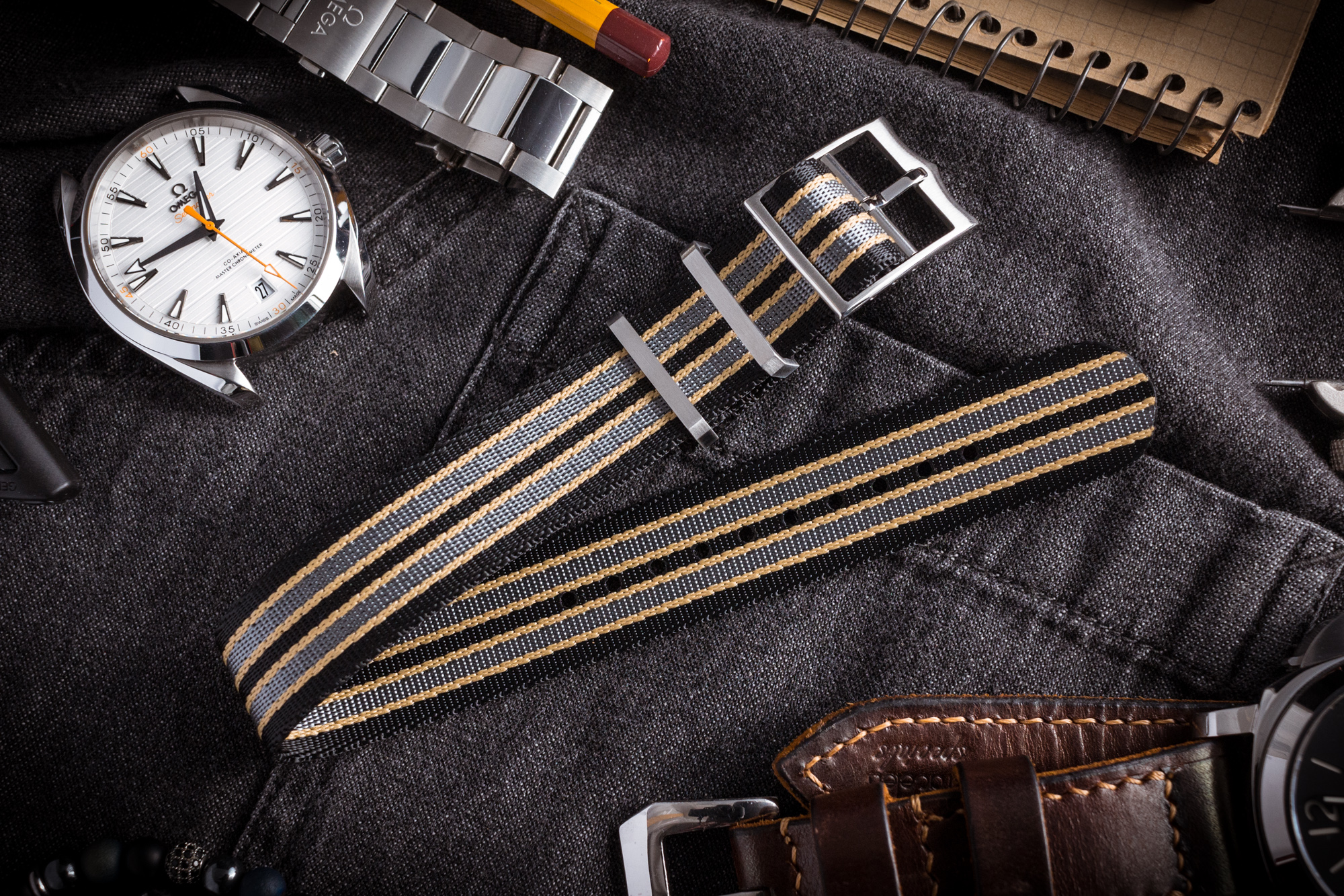 Single pass discount leather watch straps